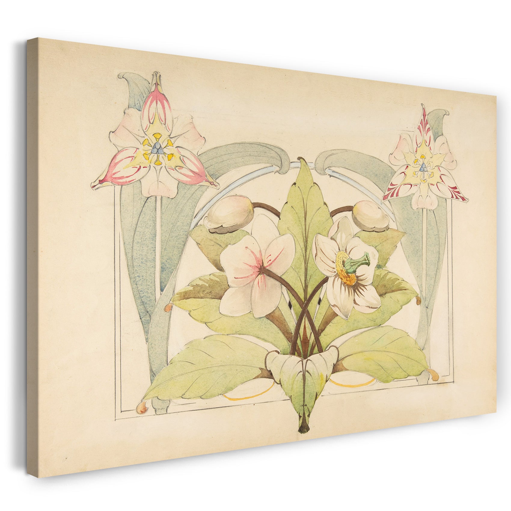Leinwandbild Anonym, Französisch, 19. Jahrhundert - Design mit Blumen