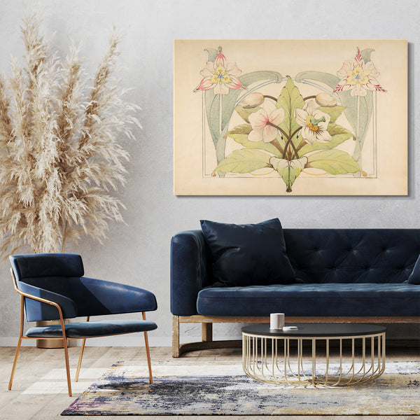 Leinwandbild Anonym, Französisch, 19. Jahrhundert - Design mit Blumen