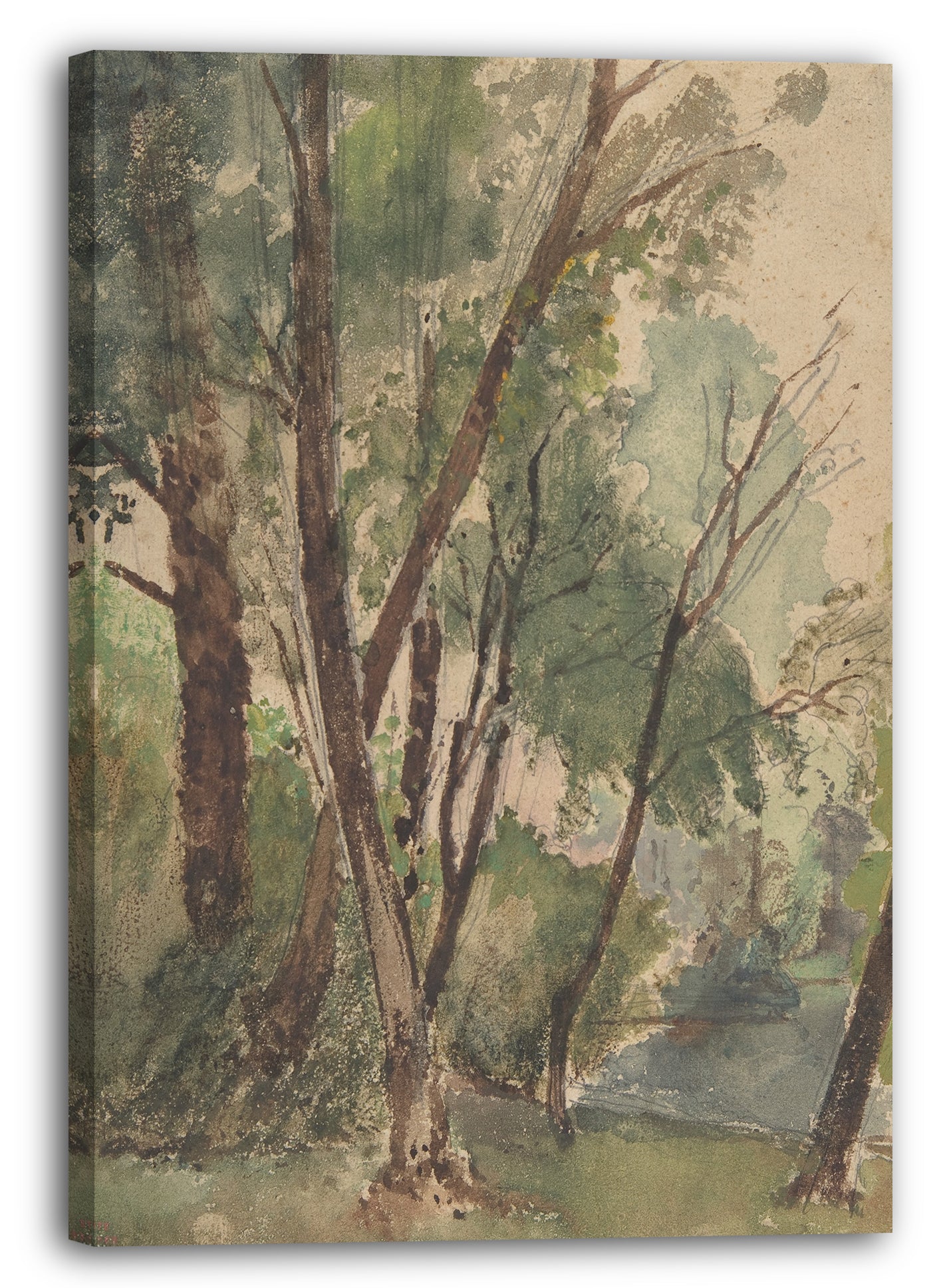 Leinwandbild Louis-Antoine-Léon Riesener - Bäume neben einem Teich