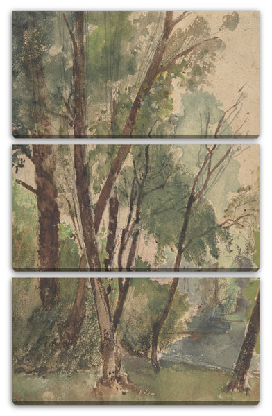 Leinwandbild Louis-Antoine-Léon Riesener - Bäume neben einem Teich