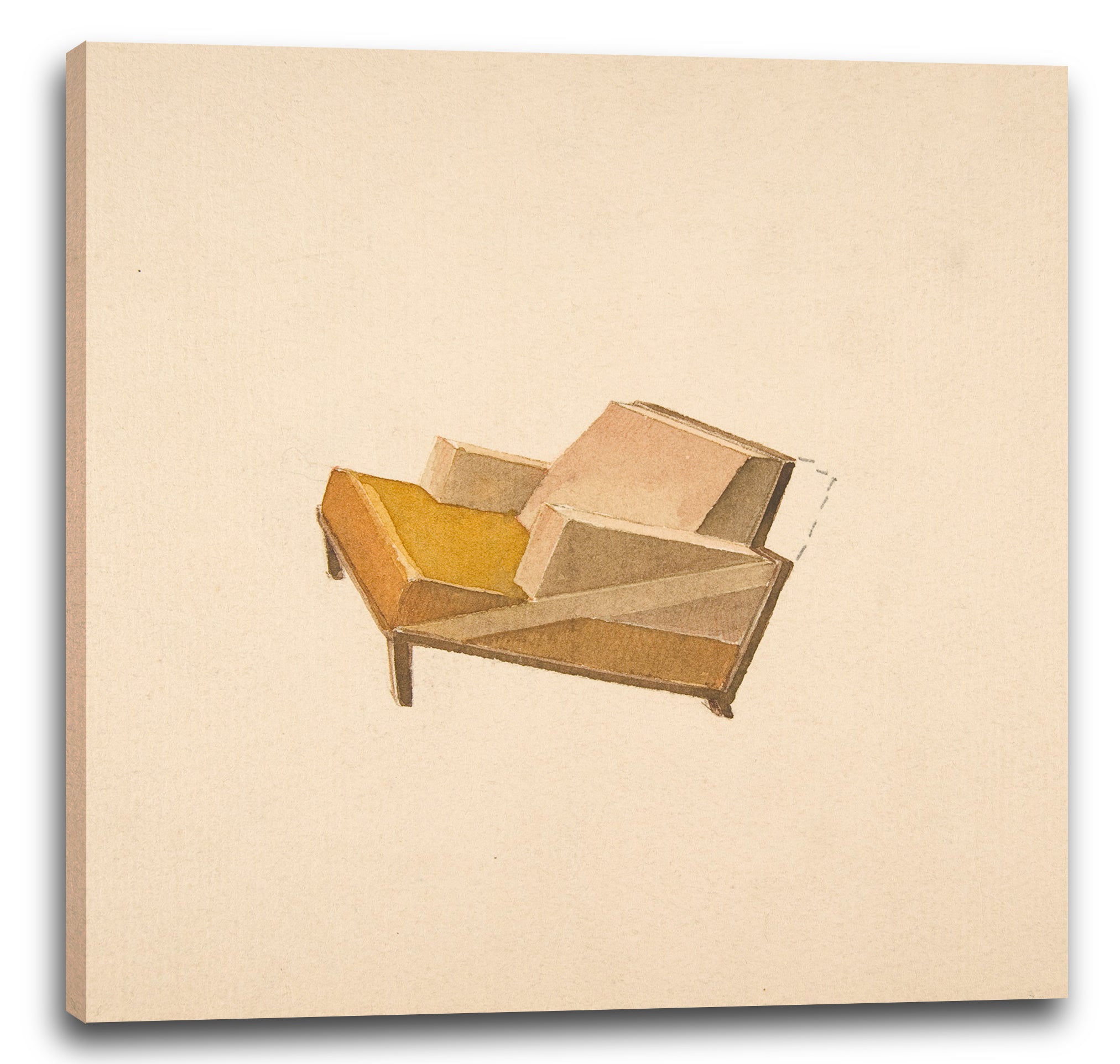 Leinwandbild Guglielmo Ulrich - Perspektive eines Lounge Chair mit zweifarbiger Polsterung, für Agnelli