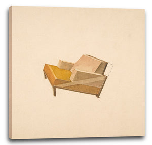 Leinwandbild Guglielmo Ulrich - Perspektive eines Lounge Chair mit zweifarbiger Polsterung, für Agnelli