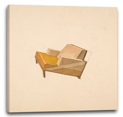 Leinwandbild Guglielmo Ulrich - Perspektive eines Lounge Chair mit zweifarbiger Polsterung, für Agnelli