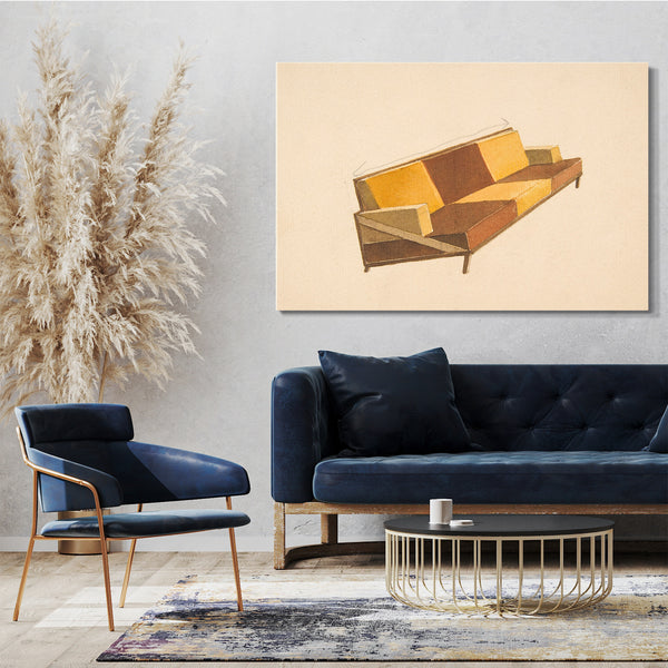 Leinwandbild Guglielmo Ulrich - Perspektive eines Drei-Sitze-Sofa mit zweifarbiger Polsterung, für Agnelli