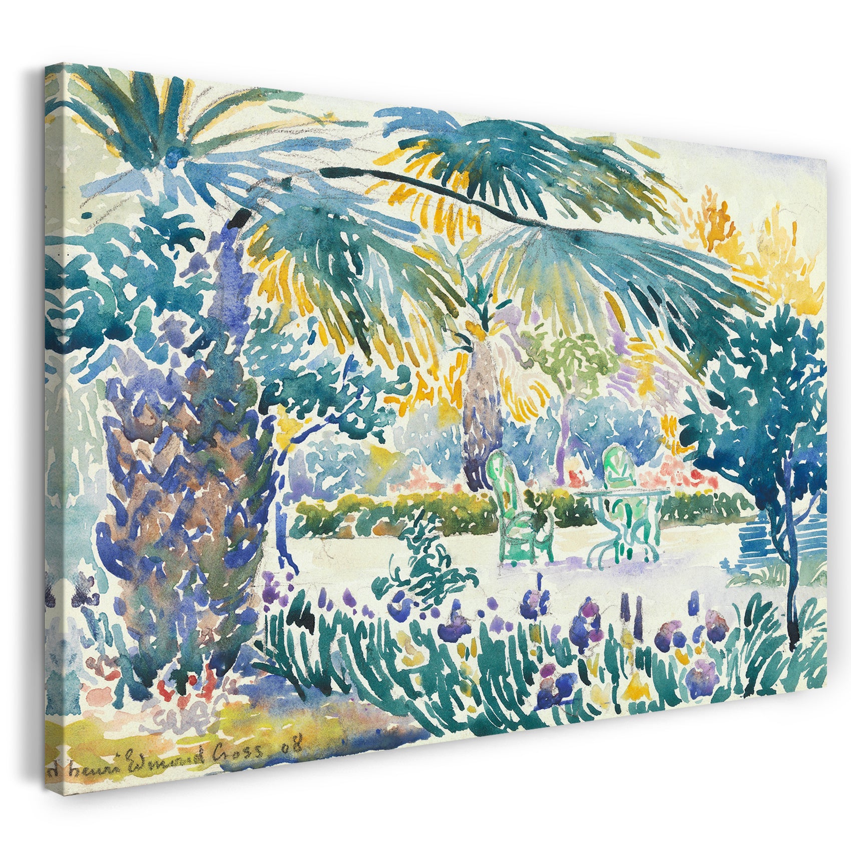 Top-Angebot Kunstdruck Henri-Edmond-Kreuz - Garten des Malers in Saint Clair Leinwand auf Keilrahmen gespannt