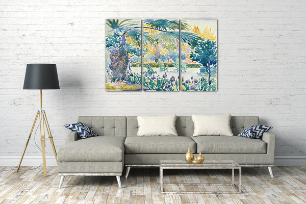 Top-Angebot Kunstdruck Henri-Edmond-Kreuz - Garten des Malers in Saint Clair Leinwand auf Keilrahmen gespannt