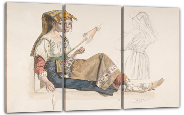 Leinwandbild Karl Wilhelm Freiherr von Heideck - Neapolitanische Frau (recto); Studie für ein Interieur (Rückseite)