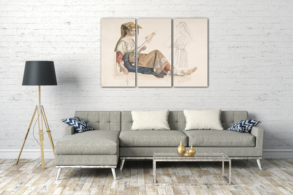 Top-Angebot Kunstdruck Karl Wilhelm Freiherr von Heideck - Neapolitanische Frau (recto); Studie für ein Interieur (Rückseite) Leinwand auf Keilrahmen gespannt