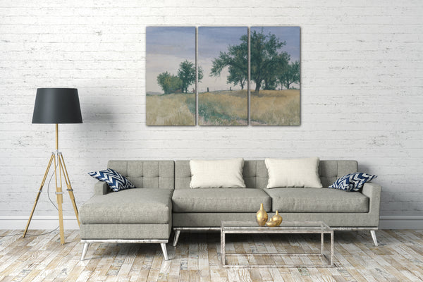 Top-Angebot Kunstdruck John Henry Hill - Das Strohfeld Leinwand auf Keilrahmen gespannt