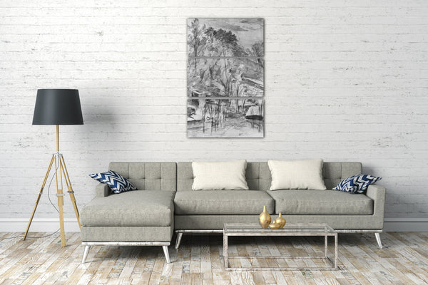 Top-Angebot Kunstdruck Walter Shirlaw - Bäume und Strom Leinwand auf Keilrahmen gespannt