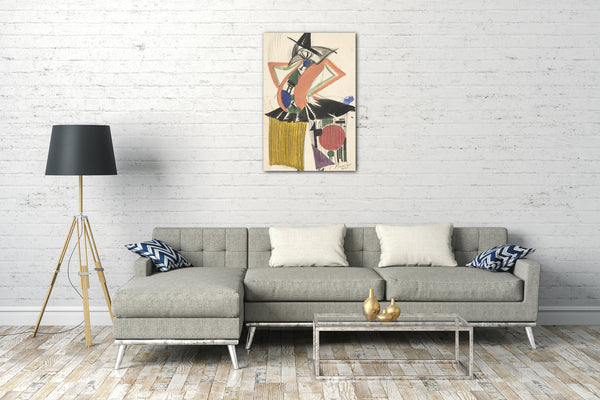 Top-Angebot Kunstdruck Sergey Tschechonin - Clown im kubistischen Kostüm Leinwand auf Keilrahmen gespannt
