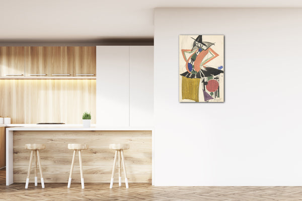 Top-Angebot Kunstdruck Sergey Tschechonin - Clown im kubistischen Kostüm Leinwand auf Keilrahmen gespannt