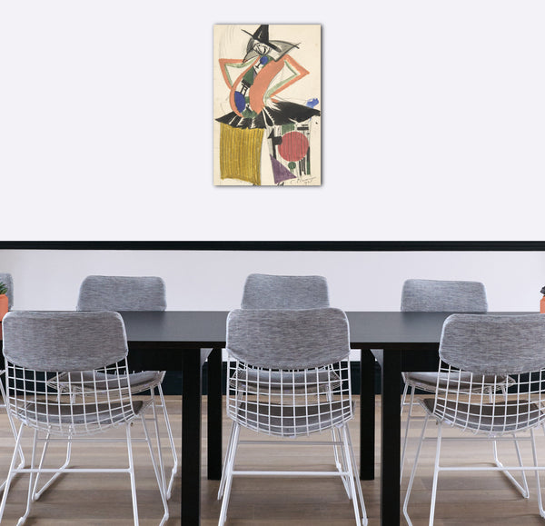 Top-Angebot Kunstdruck Sergey Tschechonin - Clown im kubistischen Kostüm Leinwand auf Keilrahmen gespannt