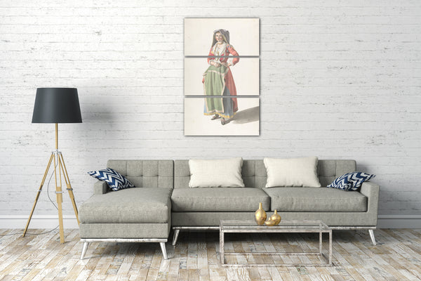 Top-Angebot Kunstdruck Giovanni Battista - Junge Frau, die im traditionellen neapolitanischen Kleid steht Leinwand auf Keilrahmen gespannt