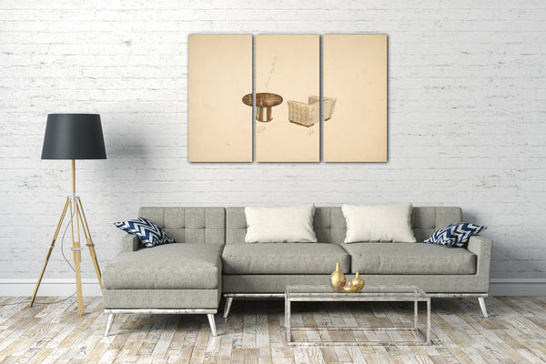 Top-Angebot Kunstdruck Guglielmo Ulrich - Tavolino tavolo e paltrona [Perspektive des Lounge Chair mit gestepptem Rücken und einem Säulentisch] Leinwand auf Keilrahmen gespannt