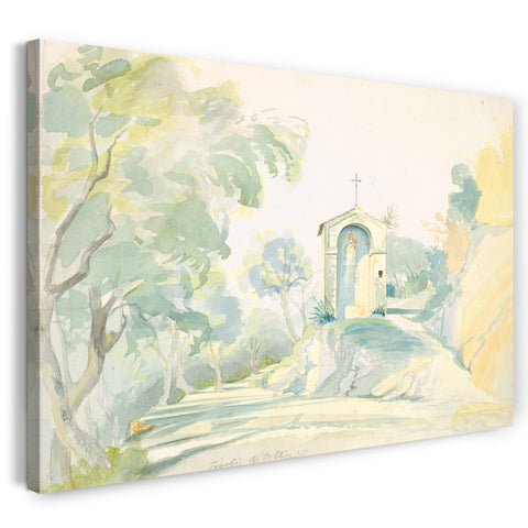 Top-Angebot Kunstdruck August Georg Friedrich Lucas - Eine Straßenkapelle in der Nähe von Tivoli Leinwand auf Keilrahmen gespannt