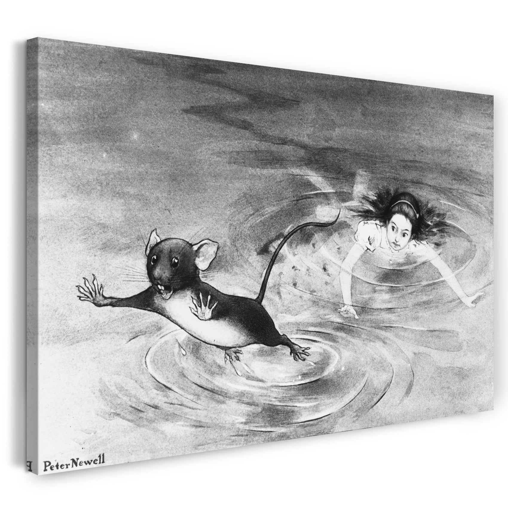 Leinwandbild Peter Newell - Alice und die Maus, Illustration für Alices Abenteuer im Wunderland von Lewis Carroll (1902)
