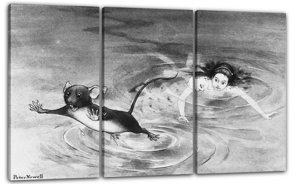 Leinwandbild Peter Newell - Alice und die Maus, Illustration für Alices Abenteuer im Wunderland von Lewis Carroll (1902)