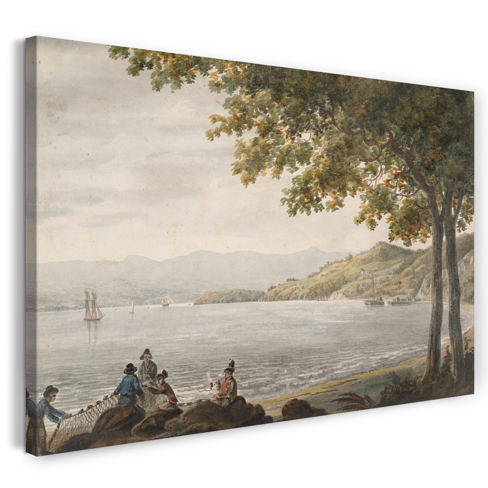 Leinwandbild Pavel Petrowitsch Svinin - Shad Fischer am Ufer des Hudson River