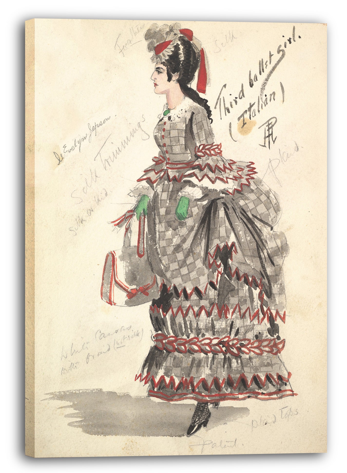 Leinwandbild Percy Anderson - Kostümdesign für 'drittes Ballett Mädchen (Italienisch)'