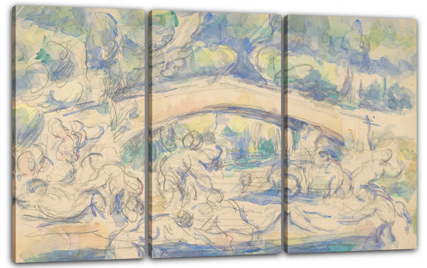 Leinwandbild Paul Cézanne - Badegäste an einer Brücke (recto); Studie nach Houdons Ecorché (Rückseite)