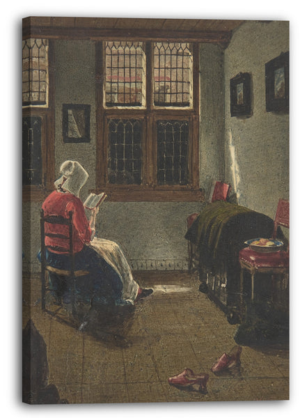 Leinwandbild François Bonvin - Eine Frau liest, nach Pieter Janssens Elinga