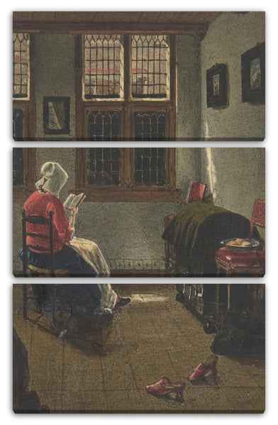 Leinwandbild François Bonvin - Eine Frau liest, nach Pieter Janssens Elinga