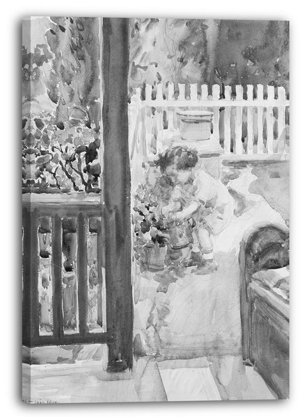 Leinwandbild F. Luis Mora - Daughter Rosemary Watering Plants, Gaylordsville, Connecticut