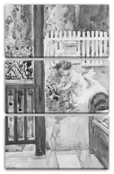 Leinwandbild F. Luis Mora - Daughter Rosemary Watering Plants, Gaylordsville, Connecticut