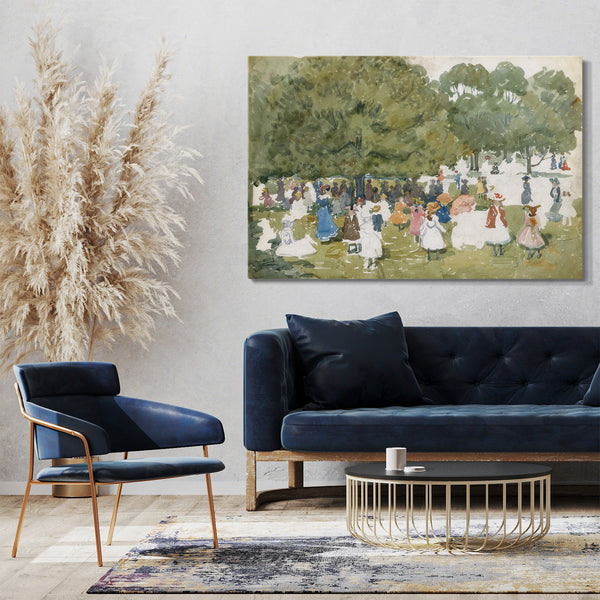 Leinwandbild Maurice Brazil Prendergast - Fußgänger in einem Park