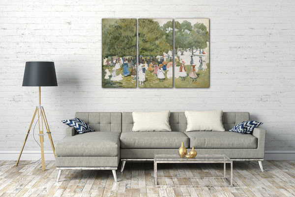 Leinwandbild Maurice Brazil Prendergast - Fußgänger in einem Park