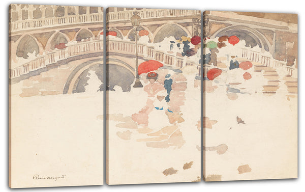 Leinwandbild Maurice Brazil Prendergast - Regenschirme im Regen, Venedig