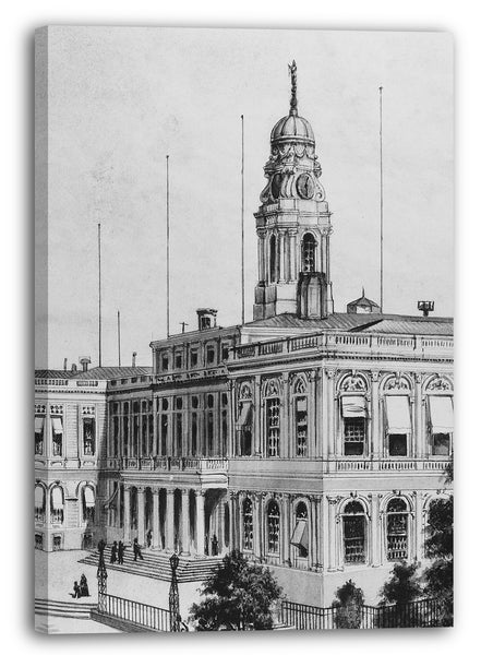 Leinwandbild Aquarell und Graphit auf weißem Velin - Rathaus, New York
