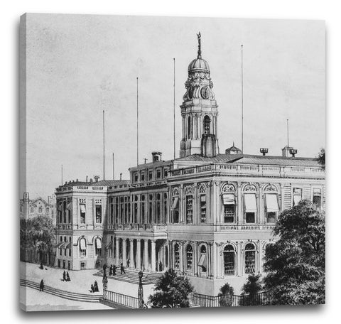 Leinwandbild Aquarell und Graphit auf weißem Velin - Rathaus, New York