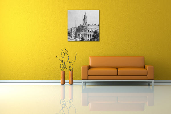 Leinwandbild Aquarell und Graphit auf weißem Velin - Rathaus, New York