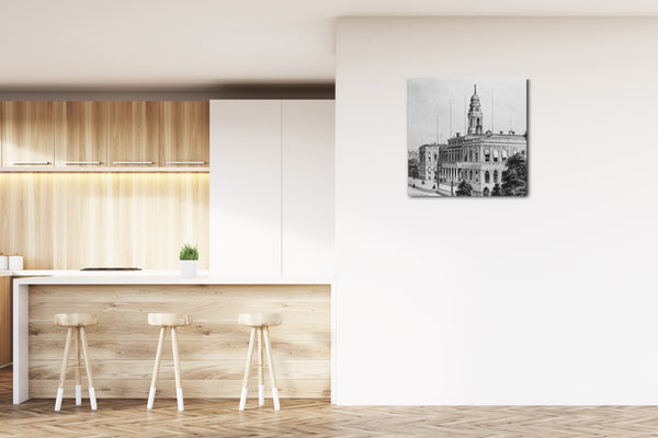 Leinwandbild Aquarell und Graphit auf weißem Velin - Rathaus, New York