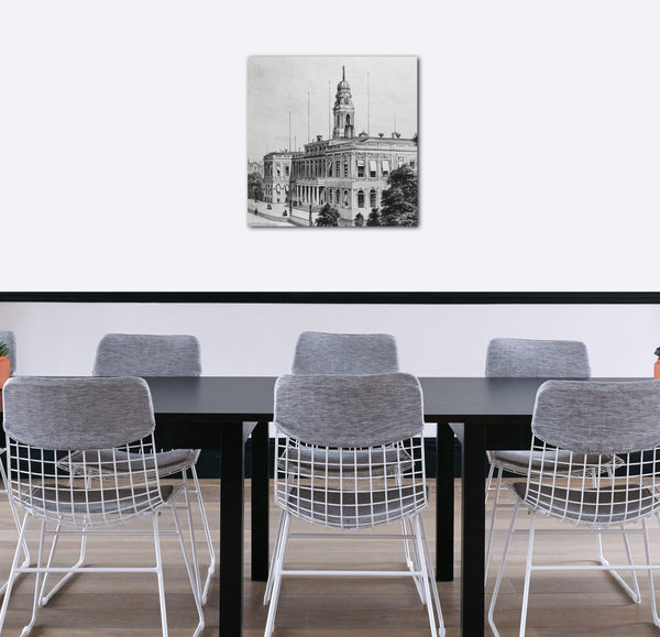 Leinwandbild Aquarell und Graphit auf weißem Velin - Rathaus, New York