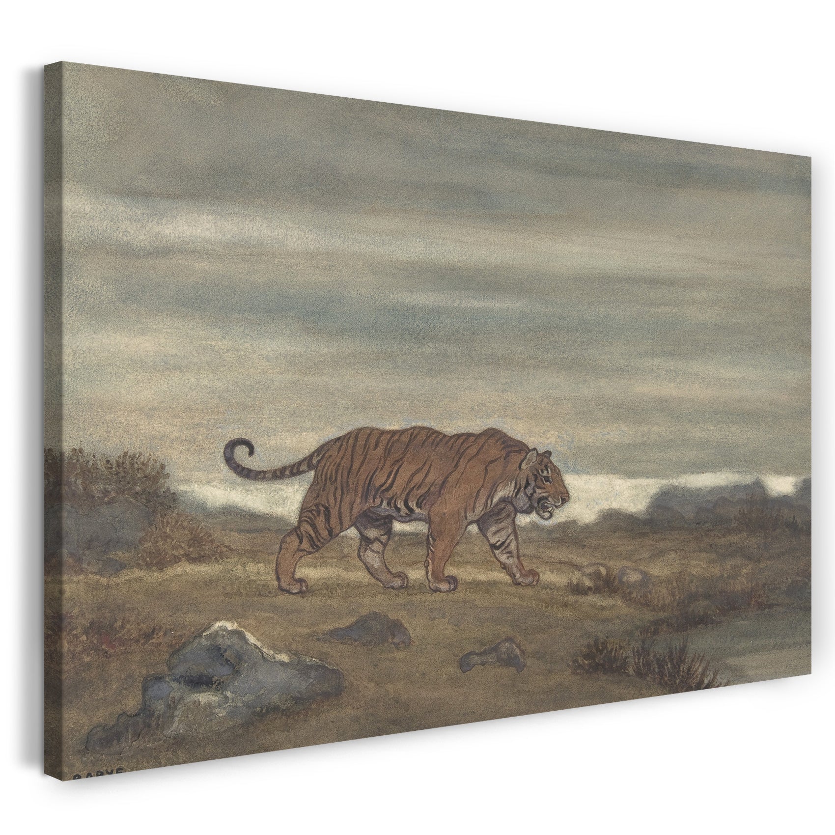 Leinwandbild Antoine-Louis Barye - Tigert nähert sich dem Becken