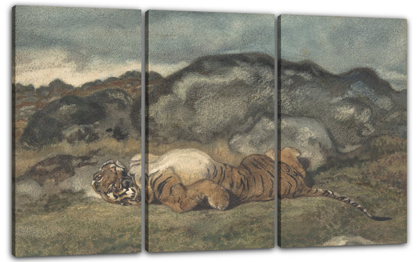 Leinwandbild Antoine-Louis Barye - Tiger rollt sich auf dem Rücken