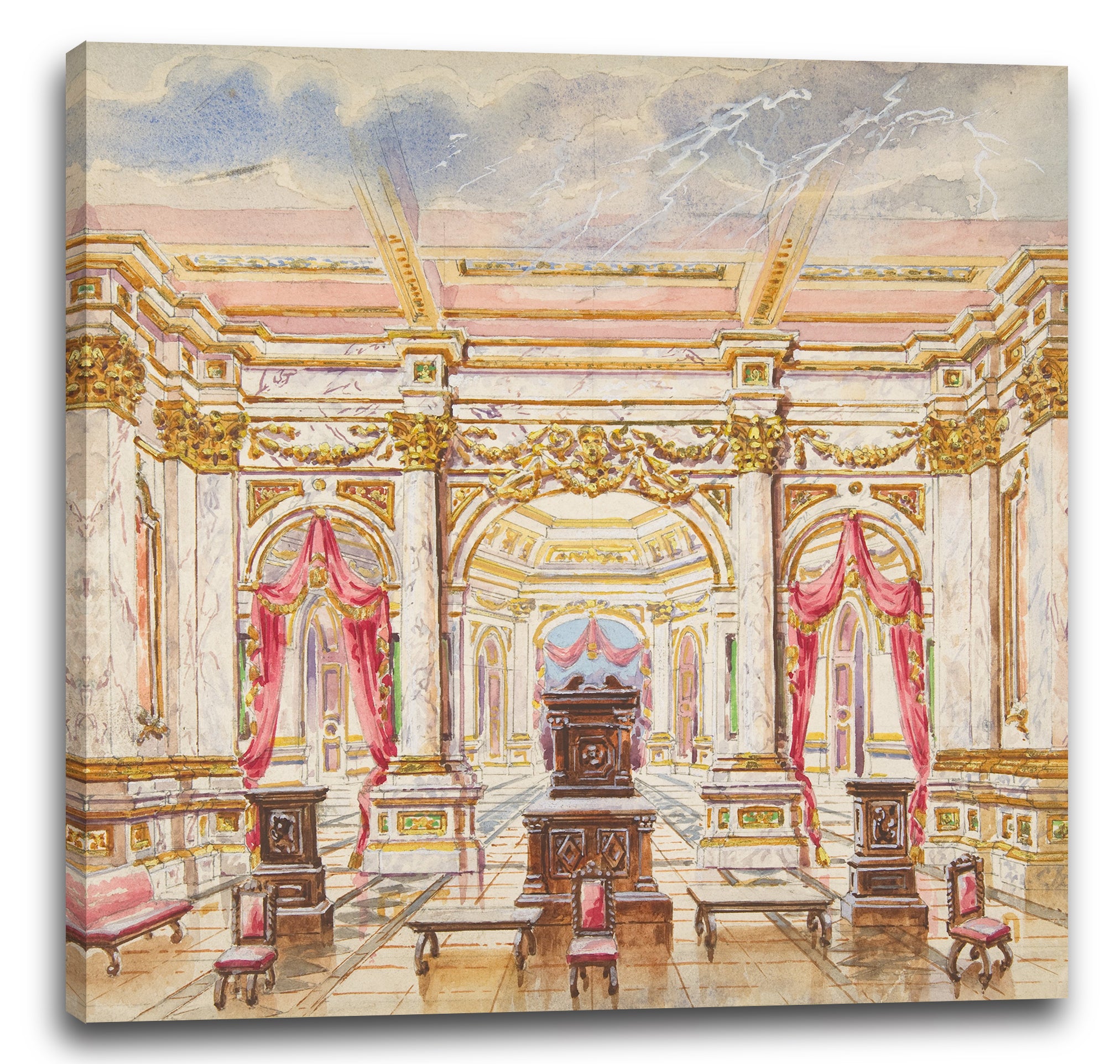 Leinwandbild Anonym, Französisch, 19. Jahrhundert - Interieur mit Marmor und Golddekor