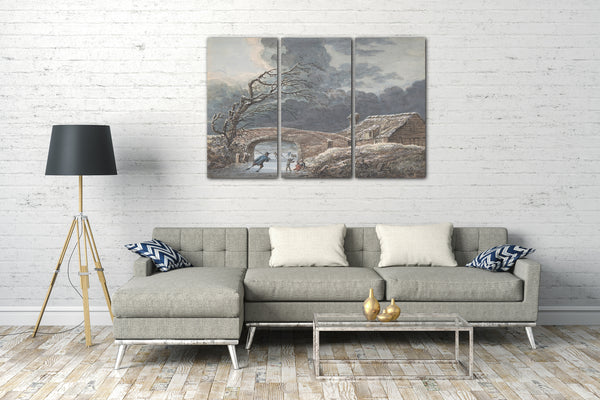 Leinwandbild Vincent Jansz van der Vinne - Winterlandschaft mit Schlittschuhläufern auf einem gefrorenen Kanal