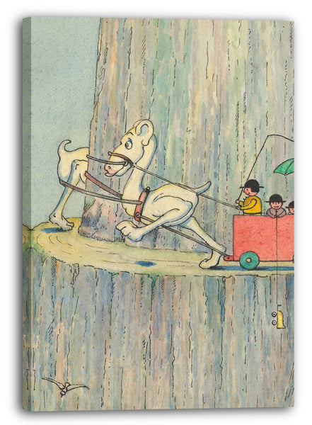Leinwandbild Herbert E. Crowley - Figuren steigen auf eine Cliff Road ("Wiggle Much" Design)