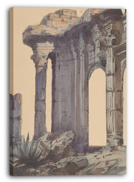 Leinwandbild Eugène Cicéri - Design für ein Bühnenbild an der Opéra, Paris: Columned Exterior