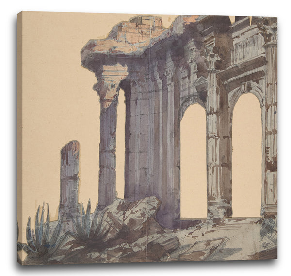 Leinwandbild Eugène Cicéri - Design für ein Bühnenbild an der Opéra, Paris: Columned Exterior