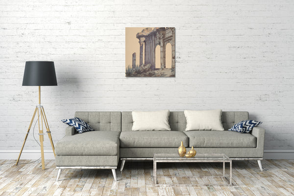 Leinwandbild Eugène Cicéri - Design für ein Bühnenbild an der Opéra, Paris: Columned Exterior