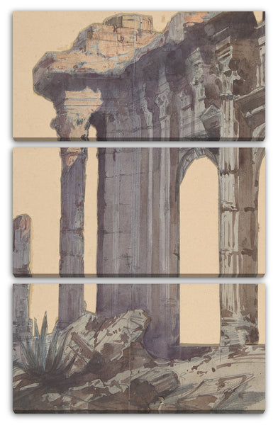 Leinwandbild Eugène Cicéri - Design für ein Bühnenbild an der Opéra, Paris: Columned Exterior