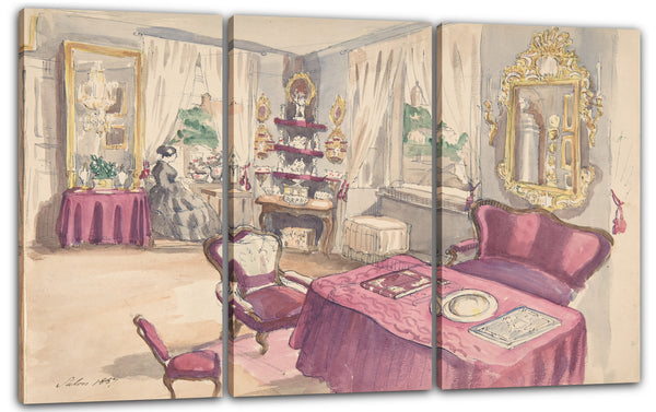 Leinwandbild Anonym, Französisch, 19. Jahrhundert - Zeichnung eines Interieurs: Salon