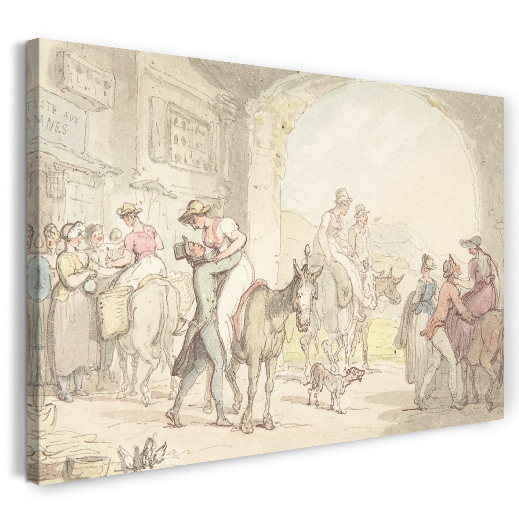 Leinwandbild Thomas Rowlandson - Vergnügen eines Poste aux Anes, von Sentimental Travels