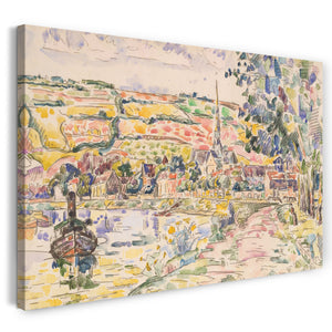 Leinwandbild Paul Signac - Petit Andely-Die Flussbank