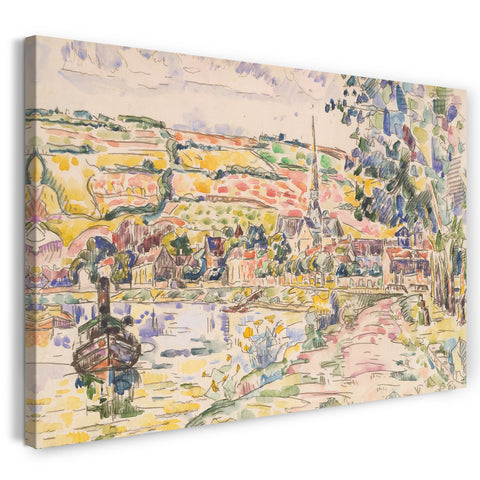 Leinwandbild Paul Signac - Petit Andely-Die Flussbank